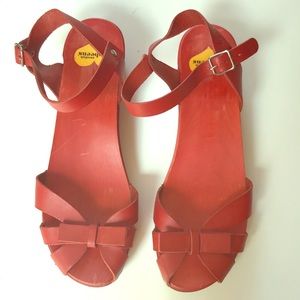 Swedish Hasbeens Red Papillon Sandals - Size 38